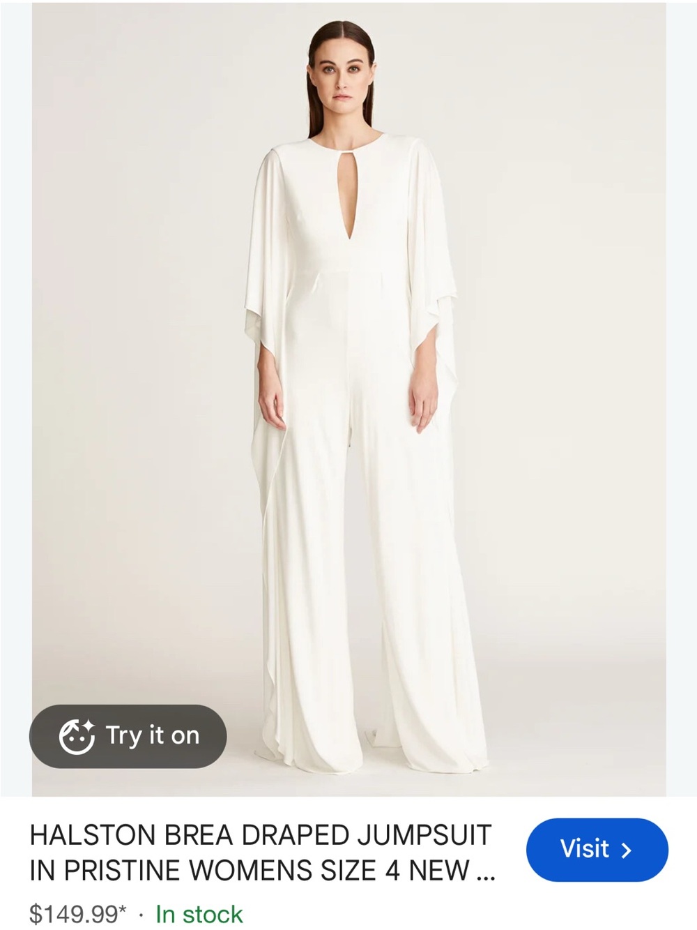 White Wide-Leg Jumpsuit with Cape Designer